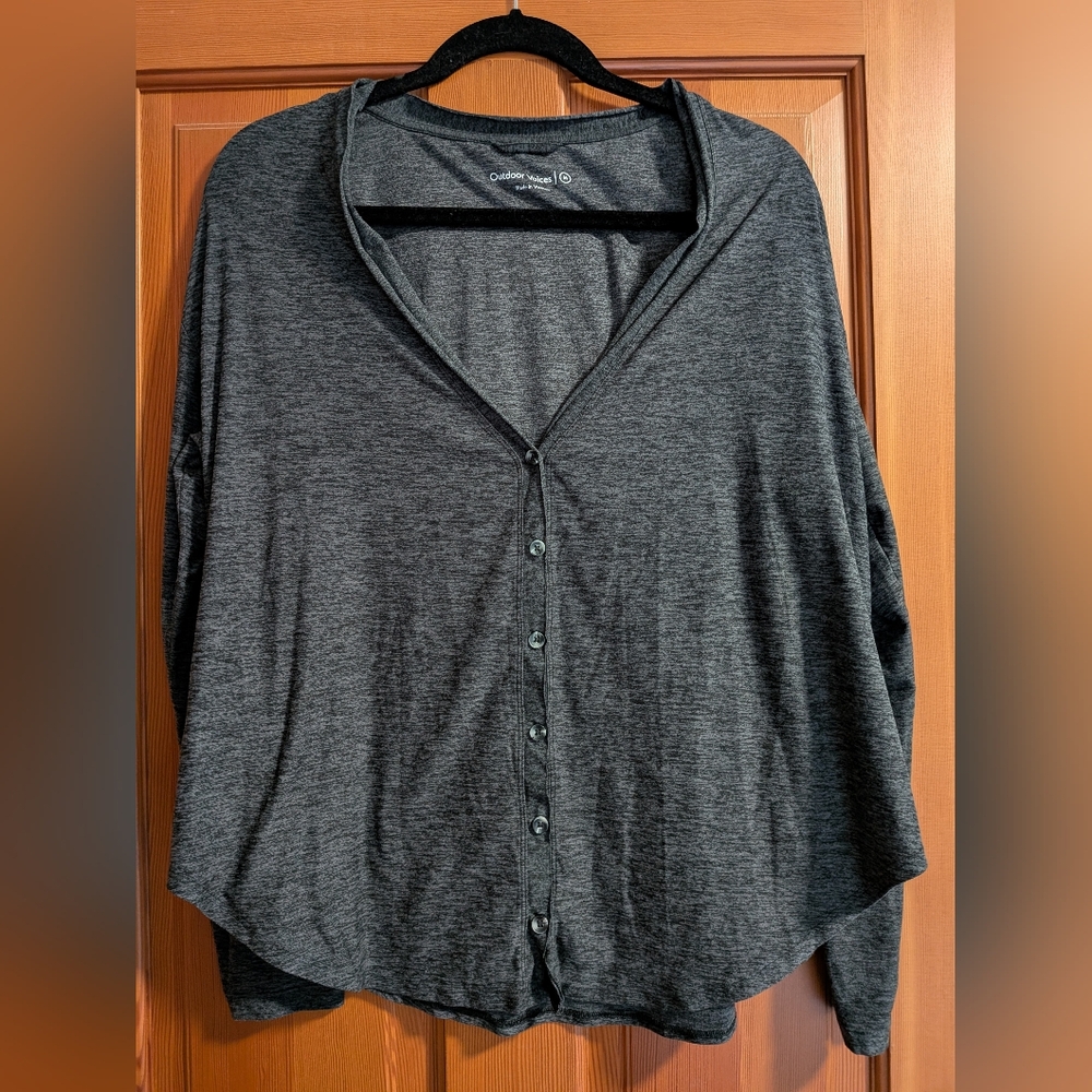 Outdoor Voices Charcoal Button-Down Shirt